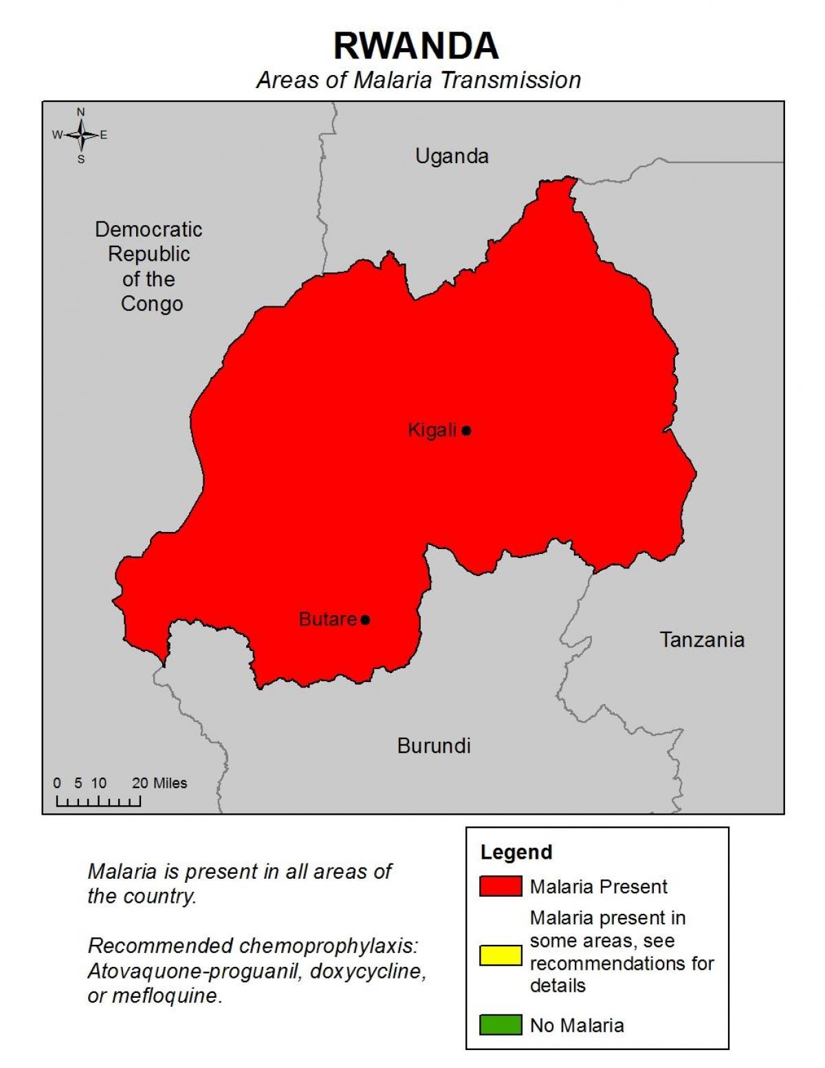 რუკა რუანდაში მალარიის