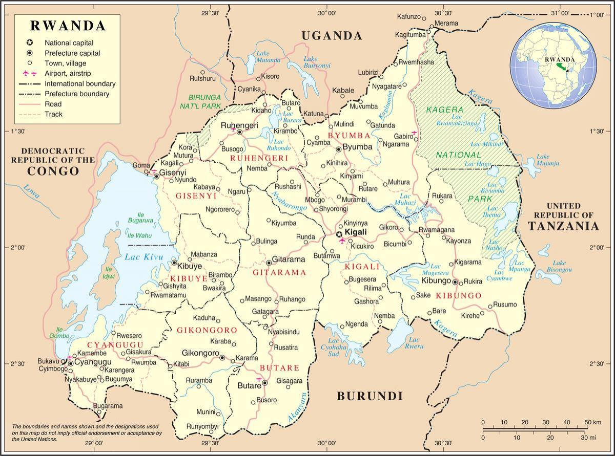 რუკა რუკა რუანდაში მის მიმდებარე ქვეყნებში